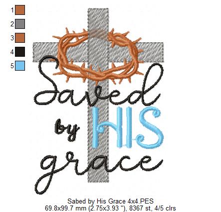 Saved by His Grace Cross – Sketch Stitch – Machine Embroidery Design