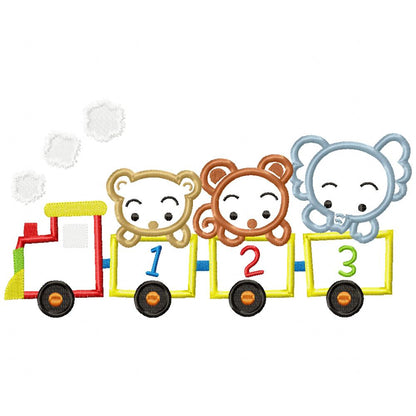 Safari Animals Train Appliqué – Machine Embroidery Design