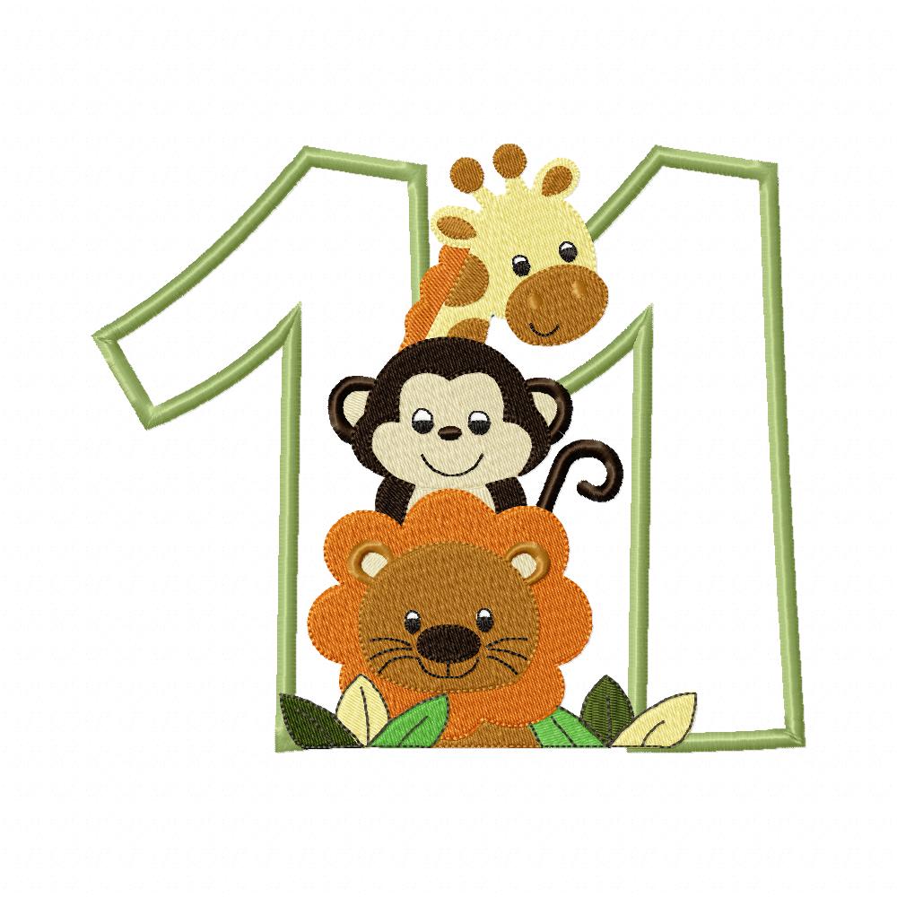 Safari Friends Birthday Numbers 1-11 Baby Monthly - Applique