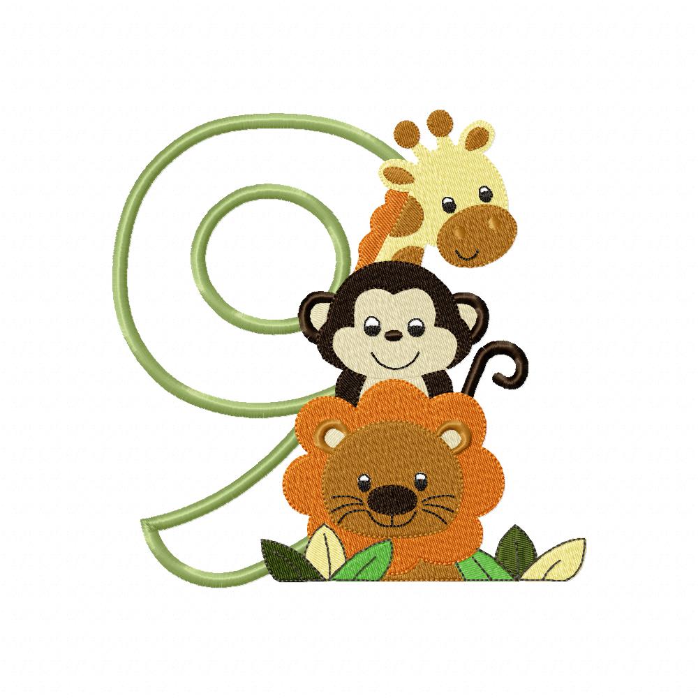 Safari Friends Birthday Numbers 1-11 Baby Monthly - Applique