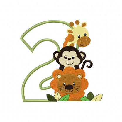 Safari Friends Birthday Numbers 1-11 Baby Monthly - Applique