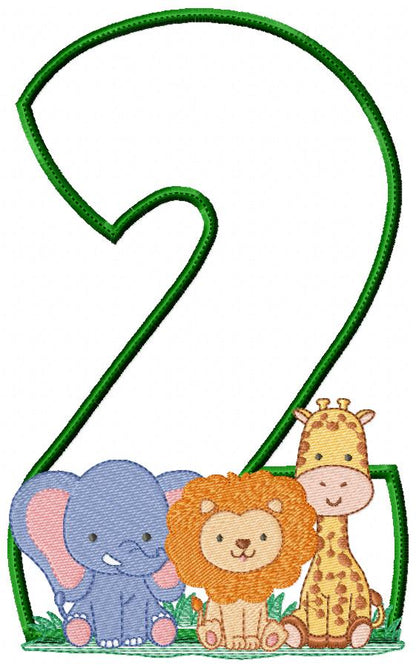 Safari Number Two 2nd Birthday - Applique