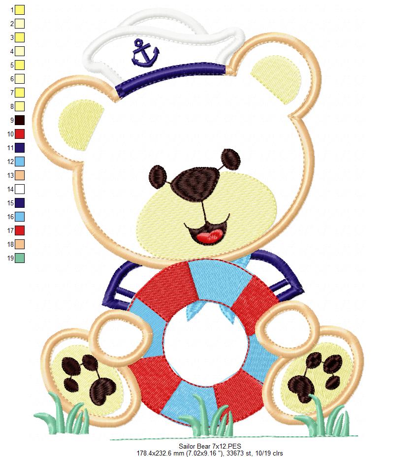 Sailor Teddy Bear Safety Buoy - Applique