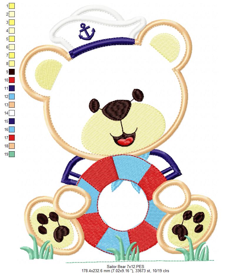 Sailor Teddy Bear Safety Buoy - Applique