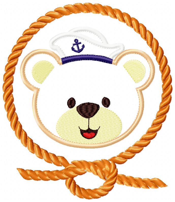 Sailor Teddy Bear Rope Frame - Applique