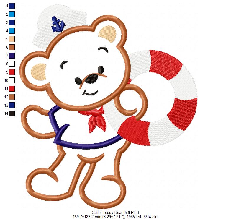 Sailor Teddy Bear - Applique
