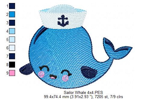 Nautical Sailor Whale Collection - Fill Stitch - Set of 4 designs