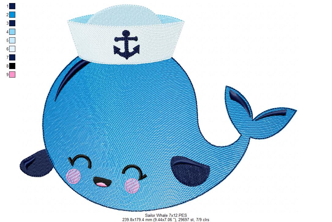 Sailor Whale - Rippled Stitch – Machine Embroidery Design