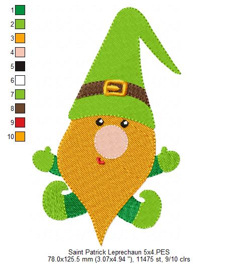 Saint Patrick Leprechaun – Fill Stitch – Machine Embroidery Design