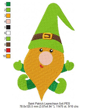 Saint Patrick Leprechaun – Fill Stitch – Machine Embroidery Design
