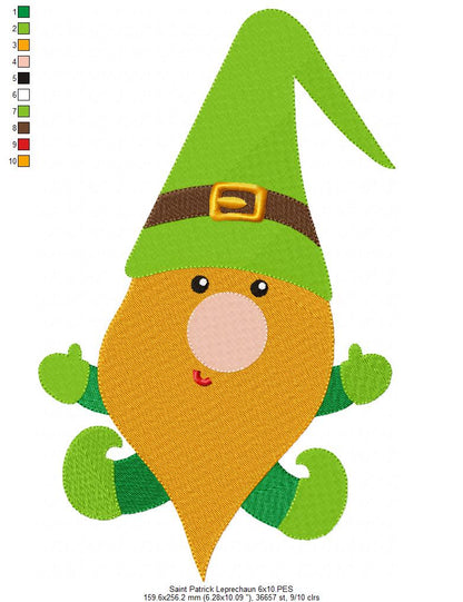 Saint Patrick Leprechaun – Fill Stitch – Machine Embroidery Design