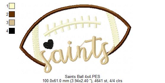 Football Saints Ball - Fill Stitch - Machine Wmbroidery Design