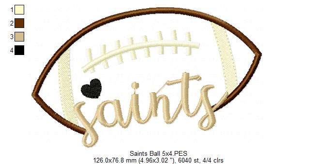Football Saints Ball - Fill Stitch - Machine Wmbroidery Design