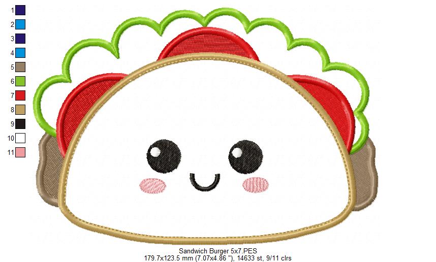 Happy Sandwich Taco - Applique