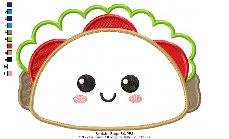 Happy Sandwich Taco - Applique