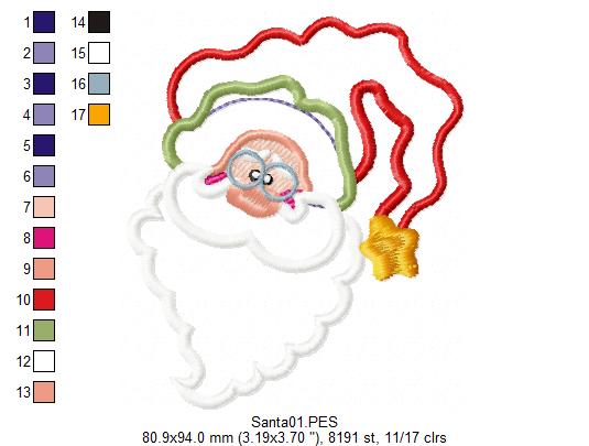 Santa Claus Smiling - Applique