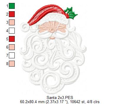 Santa Claus Christmas - Fill Stitch - Machine Embroidery Design
