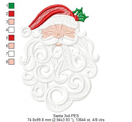 Santa Claus Christmas - Fill Stitch - Machine Embroidery Design