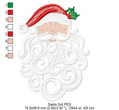 Santa Claus Christmas - Fill Stitch - Machine Embroidery Design