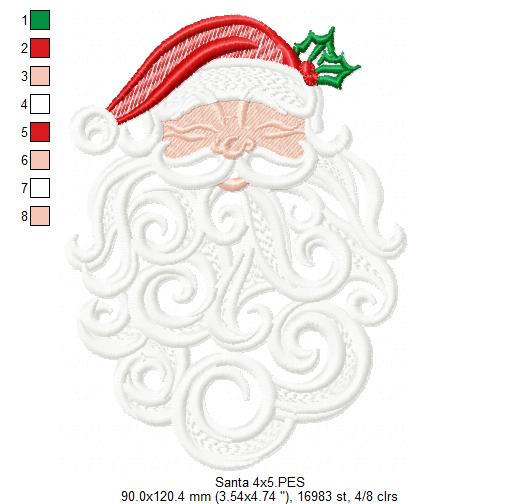 Santa Claus Christmas - Fill Stitch - Machine Embroidery Design
