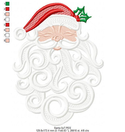 Santa Claus Christmas - Fill Stitch - Machine Embroidery Design