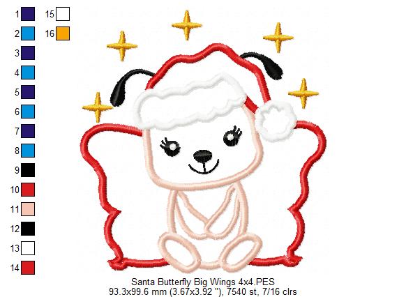 Santa Butterfly Big Wings - Applique