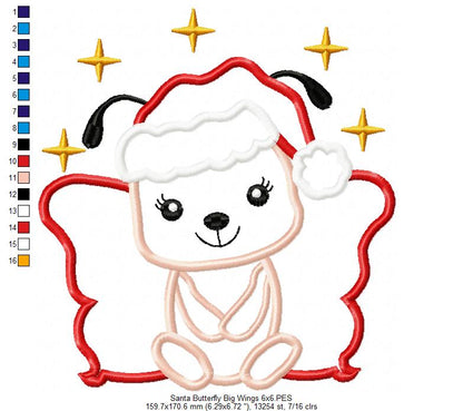 Santa Butterfly Big Wings - Applique