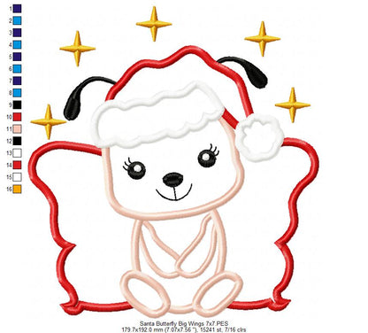 Santa Butterfly Big Wings - Applique