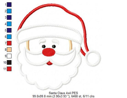 Santa Claus Cute Face - Applique