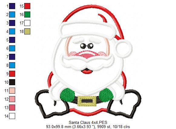 Cute Santa Claus - Applique - Machine Embroidery Design