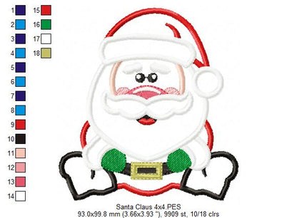 Cute Santa Claus - Applique - Machine Embroidery Design