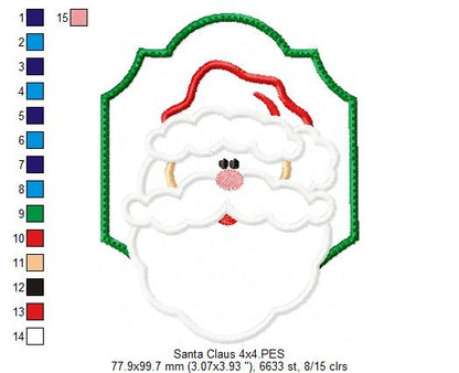 Santa Claus in a Frame - Applique Embroidery