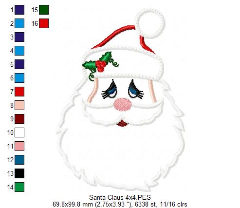 Santa Claus with Hat - Applique Embroidery