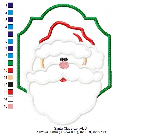 Santa Claus in a Frame - Applique Embroidery
