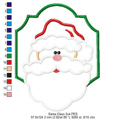 Santa Claus in a Frame - Applique Embroidery