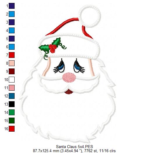 Santa Claus with Hat - Applique Embroidery