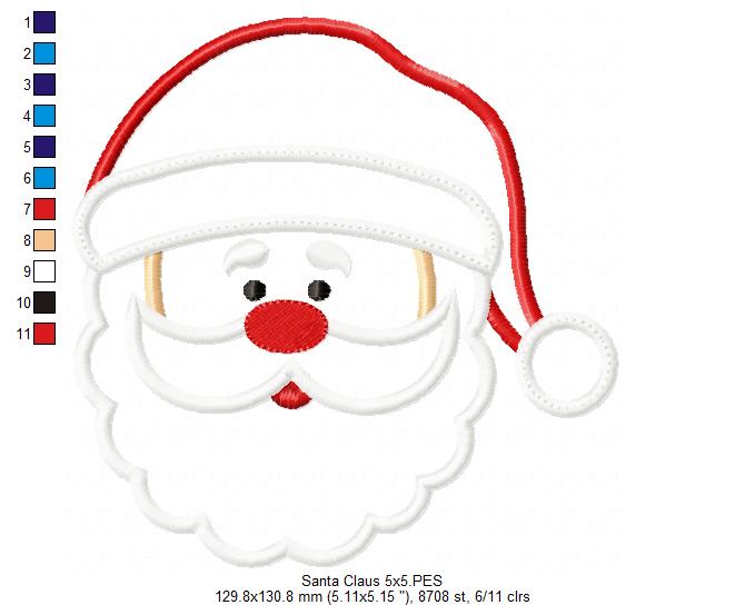 Santa Claus Cute Face - Applique