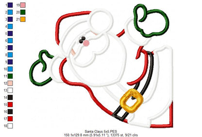 Santa Claus with Open Arms - Applique Embroidery