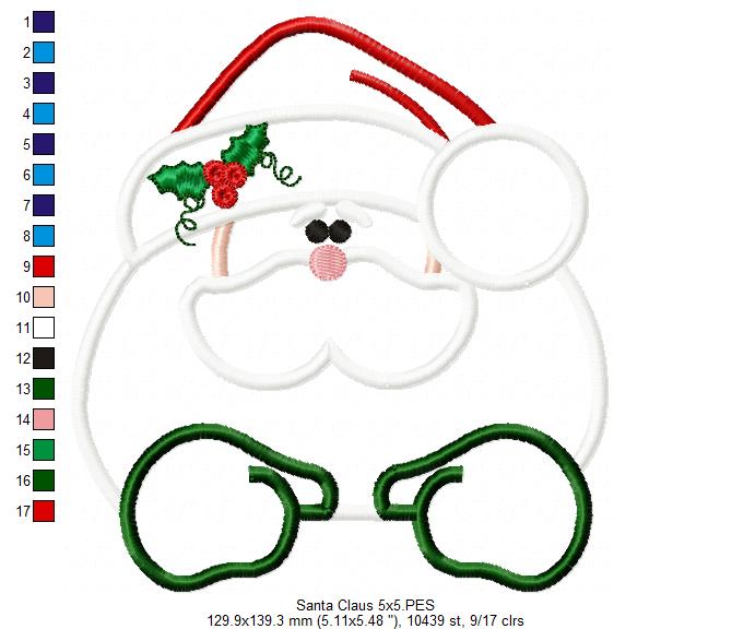 Santa Claus Pretty Face - Applique - Machine Embroidery Design