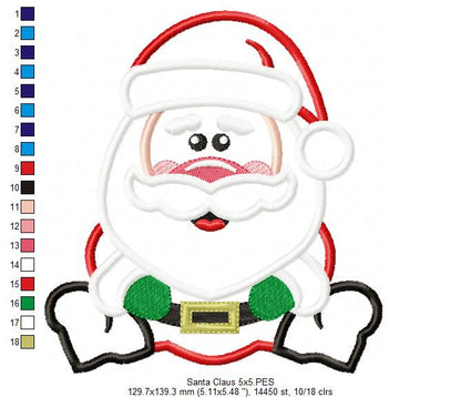 Cute Santa Claus - Applique - Machine Embroidery Design
