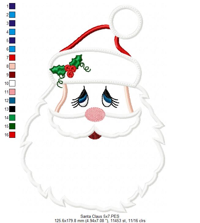 Santa Claus with Hat - Applique Embroidery