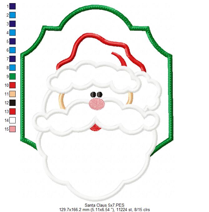 Santa Claus in a Frame - Applique Embroidery