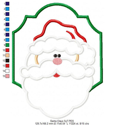 Santa Claus in a Frame - Applique Embroidery