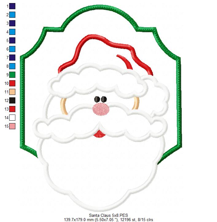 Santa Claus in a Frame - Applique Embroidery
