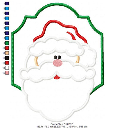 Santa Claus in a Frame - Applique Embroidery