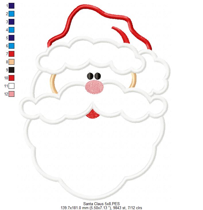 Santa Claus - Applique - Machine Embroidery Design