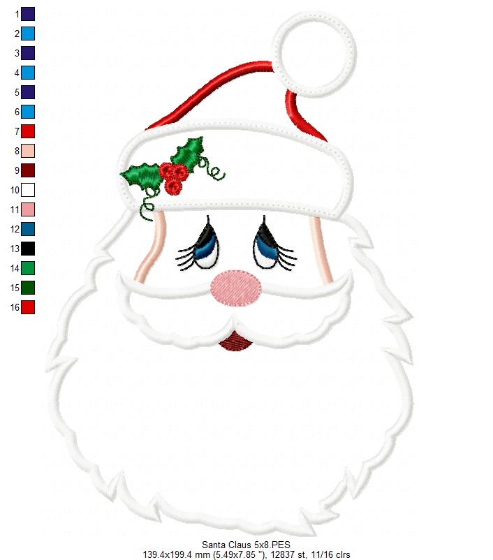 Santa Claus with Hat - Applique Embroidery