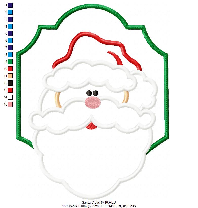 Santa Claus in a Frame - Applique Embroidery