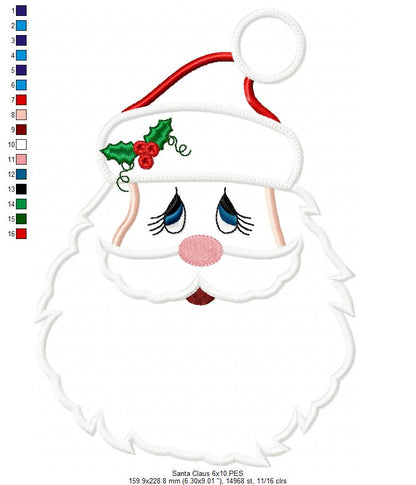 Santa Claus with Hat - Applique Embroidery
