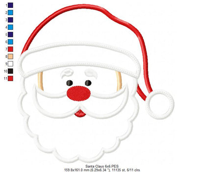 Santa Claus Cute Face - Applique